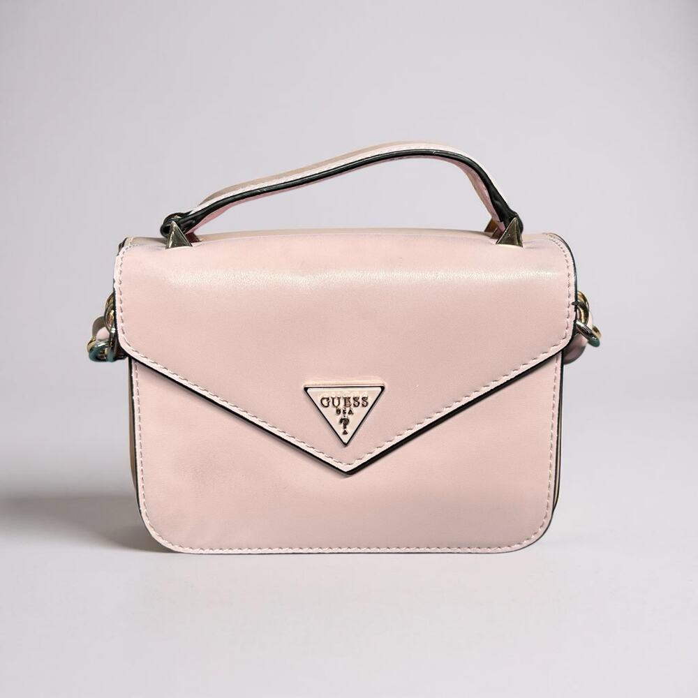 Guess Mini Crossbody Top Handle Bag - Light Pink Faux Leather